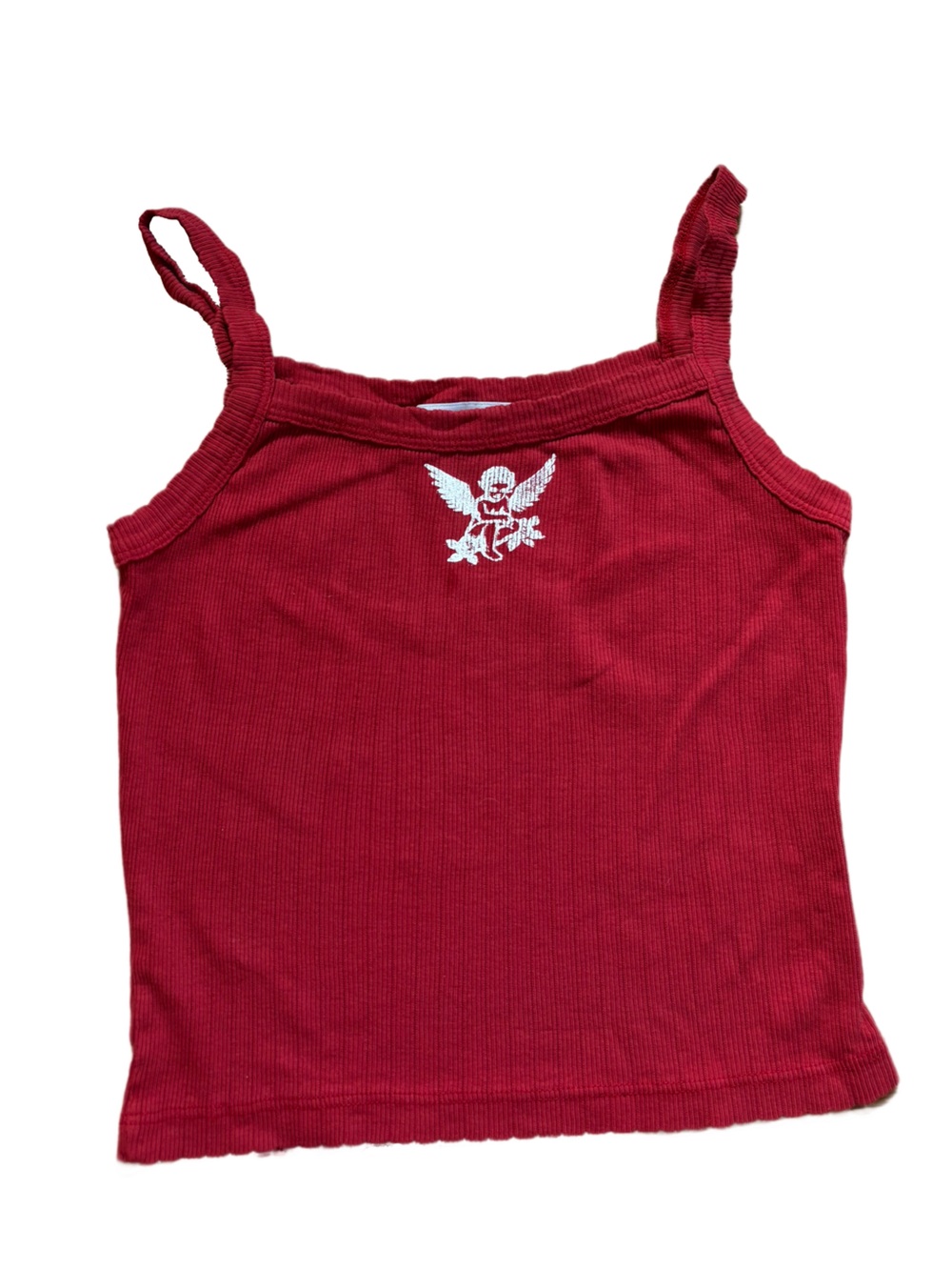 Daydreamer Red Ribbed Tank with Cherub